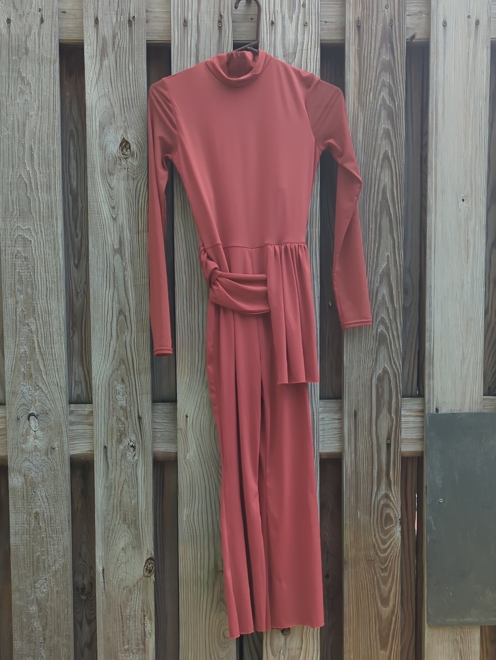 Weissman Rust Jumpsuit with Draped Waist Knot